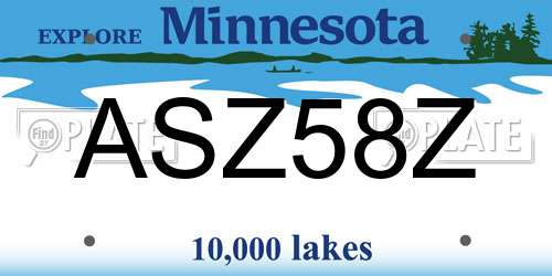 ASZ58Z Minnesota License Plate