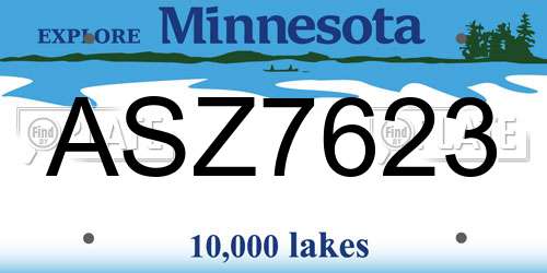 ASZ7623 Minnesota License Plate