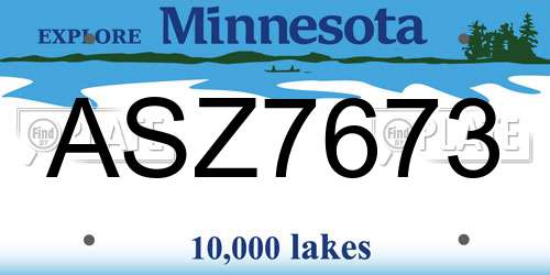 ASZ7673 Minnesota License Plate