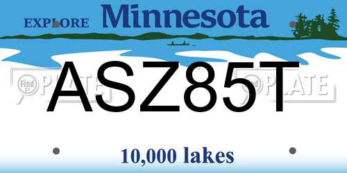 ASZ85T Minnesota License Plate