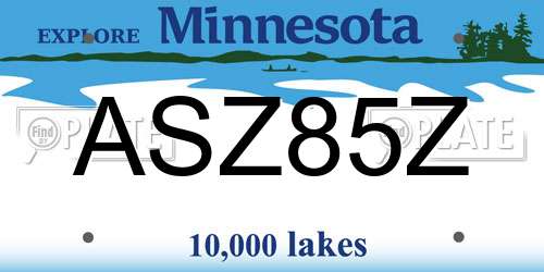 ASZ85Z Minnesota License Plate