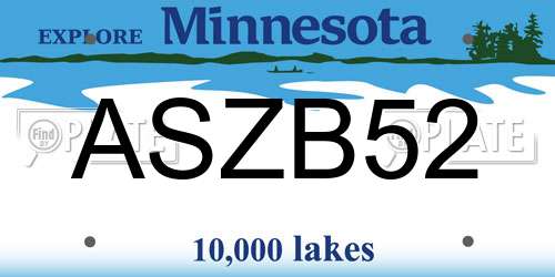 ASZB52 Minnesota License Plate