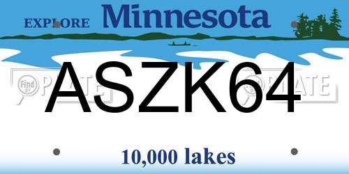 ASZK64 Minnesota License Plate