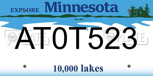 AT0T523 Minnesota License Plate