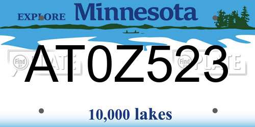 AT0Z523 Minnesota License Plate