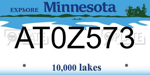 AT0Z573 Minnesota License Plate