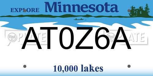 AT0Z6A Minnesota License Plate