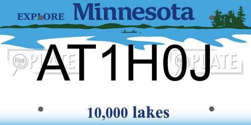 AT1H0J Minnesota License Plate