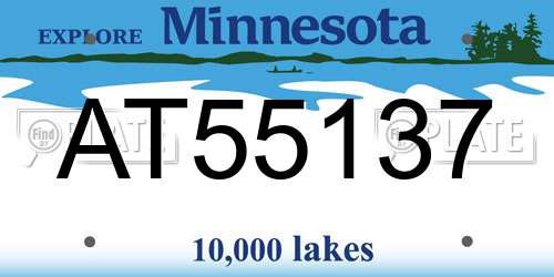 AT55137 Minnesota License Plate