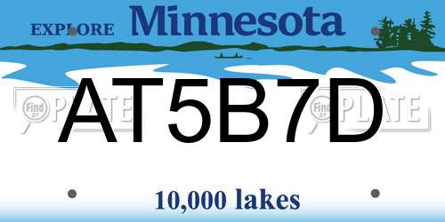 AT5B7D Minnesota License Plate