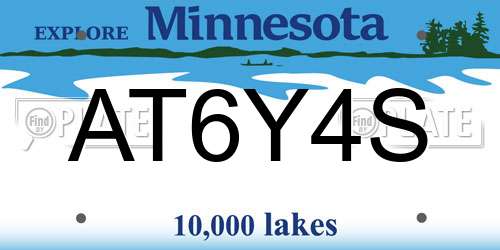 AT6Y4S Minnesota License Plate