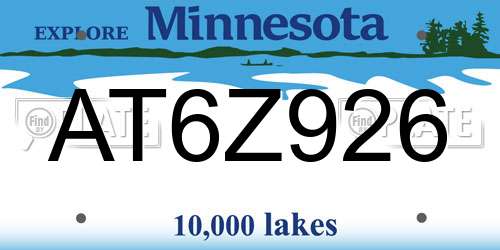AT6Z926 Minnesota License Plate