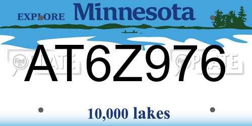 AT6Z976 Minnesota License Plate