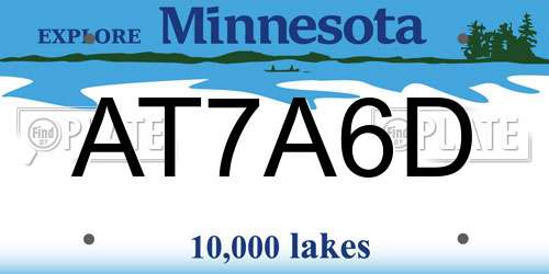 AT7A6D Minnesota License Plate