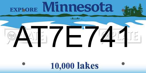 AT7E741 Minnesota License Plate