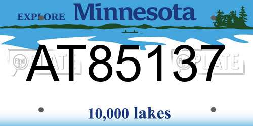 AT85137 Minnesota License Plate