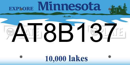 AT8B137 Minnesota License Plate