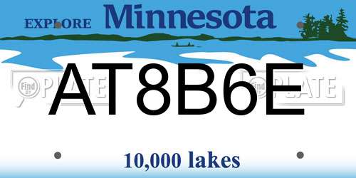 AT8B6E Minnesota License Plate