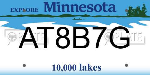 AT8B7G Minnesota License Plate