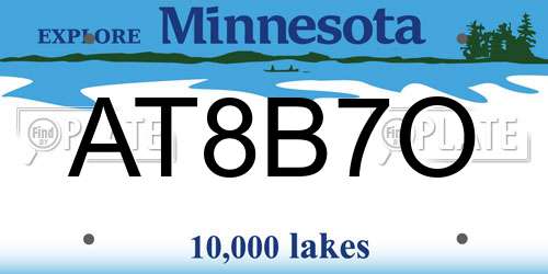 AT8B7O Minnesota License Plate
