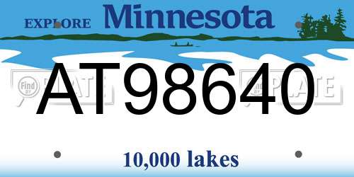 AT98640 Minnesota License Plate