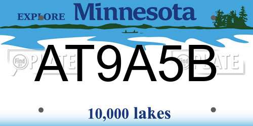 AT9A5B Minnesota License Plate