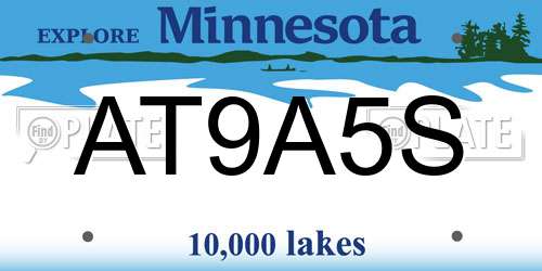 AT9A5S Minnesota License Plate