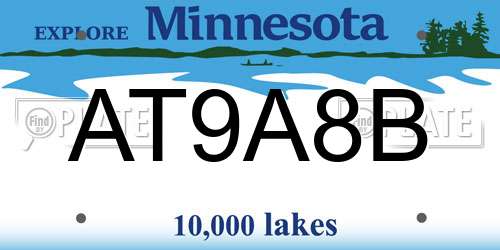 AT9A8B Minnesota License Plate