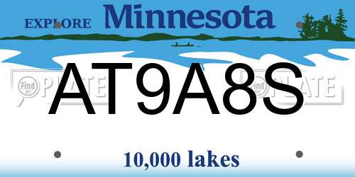 AT9A8S Minnesota License Plate