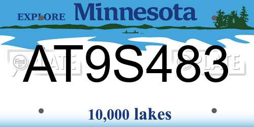 AT9S483 Minnesota License Plate