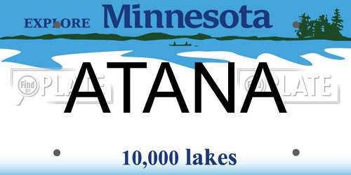 ATANA Minnesota License Plate