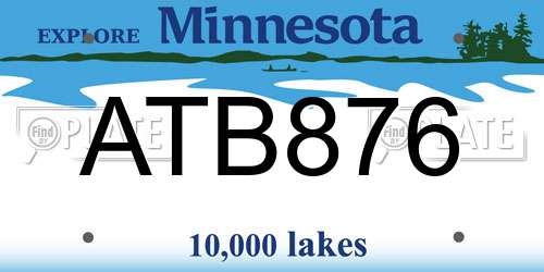 ATB876 Minnesota License Plate