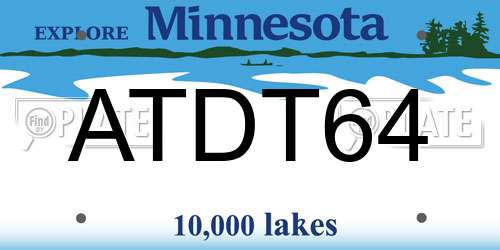 ATDT64 Minnesota License Plate