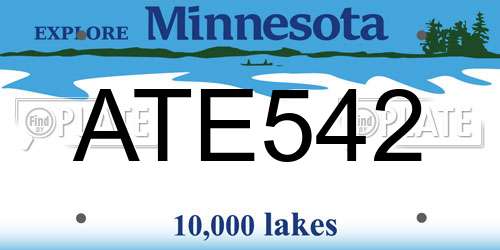ATE542 Minnesota License Plate