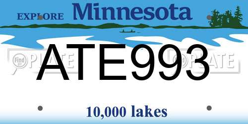 ATE993 Minnesota License Plate