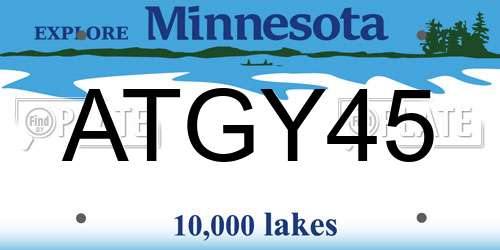 ATGY45 Minnesota License Plate