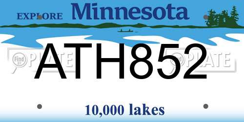 ATH852 Minnesota License Plate
