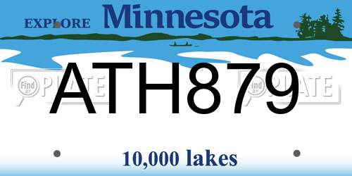ATH879 Minnesota License Plate