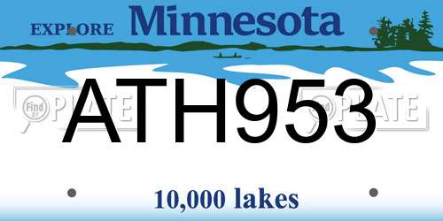 ATH953 Minnesota License Plate