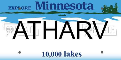 ATHARV Minnesota License Plate