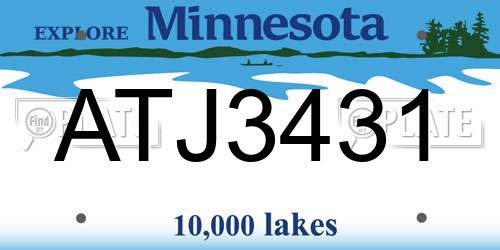 ATJ3431 Minnesota License Plate
