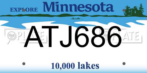 ATJ686 Minnesota License Plate