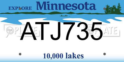 ATJ735 Minnesota License Plate