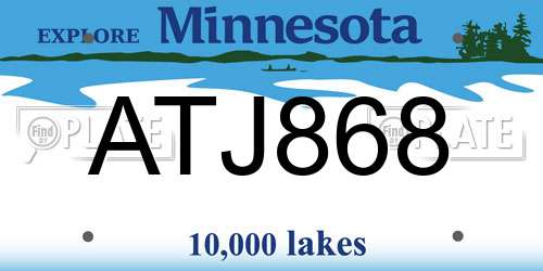 ATJ868 Minnesota License Plate