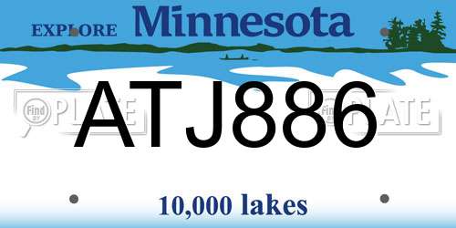 ATJ886 Minnesota License Plate