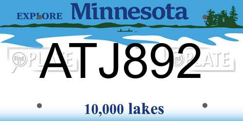 ATJ892 Minnesota License Plate