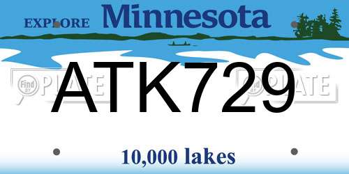 ATK729 Minnesota License Plate