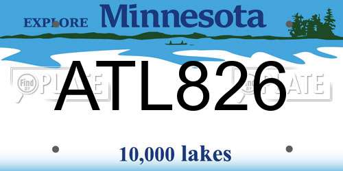 ATL826 Minnesota License Plate