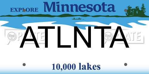 ATLNTA Minnesota License Plate