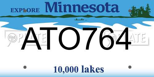 ATO764 Minnesota License Plate